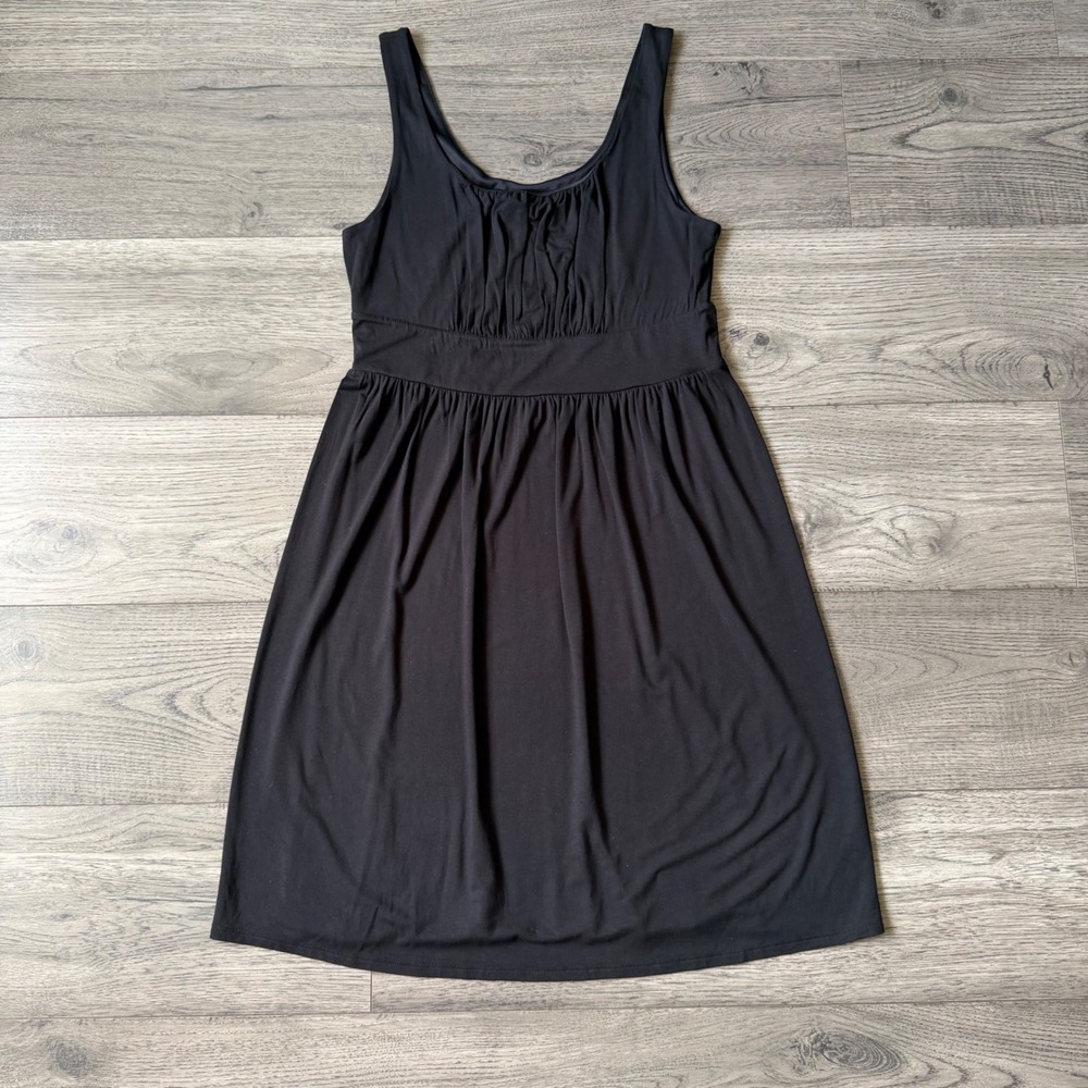 Merona Black Empire Waist Sleeveless Ruched Jersey Dress Medium RN17730
